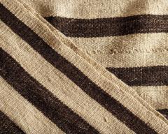 Primitive Chinese Striped Textile in Chocolate Brown and Ivory Wool 1920s - 3814404