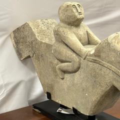Primitive Mid Century Modern Indonesian Stone Sculpture Statue on Stand 20th C - 2882993