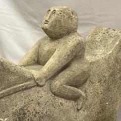 Primitive Mid Century Modern Indonesian Stone Sculpture Statue on Stand 20th C - 2882994