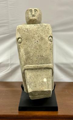 Primitive Mid Century Modern Indonesian Stone Sculpture Statue on Stand 20th C - 2882997