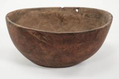 Primitive Swedish Burl Root Wood Dugout Bowl with Traces of Exterior Red Paint - 3290613