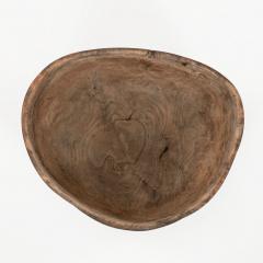 Primitive Swedish Burl Root Wood Dugout Bowl with Traces of Exterior Red Paint - 3290614