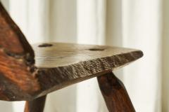 Primitive Wabi Sabi Carved Tripod Side Chair - 4468513
