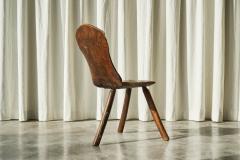 Primitive Wabi Sabi Carved Tripod Side Chair - 4468515