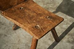 Primitive Wabi Sabi Carved Tripod Side Chair - 4468516