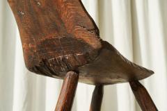 Primitive Wabi Sabi Carved Tripod Side Chair - 4468517