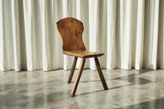 Primitive Wabi Sabi Carved Tripod Side Chair - 4468518