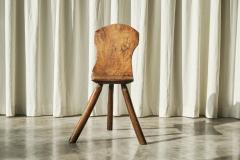Primitive Wabi Sabi Carved Tripod Side Chair - 4468519