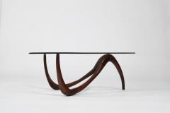 Private Studio Sculpted Abstract Coffee Table in Mahogany C 1980s - 3474306