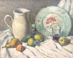 Prosper Rotge Still Life with Pitcher Plate and Fruit  - 4787977