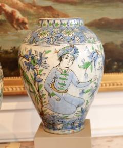 Qajar Period Persian Ceramic Vase with Figural Decoration circa 1820 - 4585708