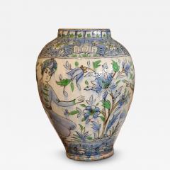 Qajar Period Persian Ceramic Vase with Figural Decoration circa 1820 - 4588590