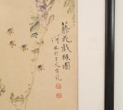Qing Dynasty Painting of Wisteria and Monkeys China circa 1900 - 2979087