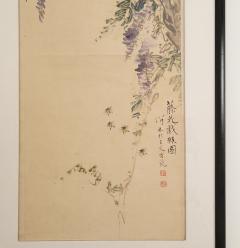 Qing Dynasty Painting of Wisteria and Monkeys China circa 1900 - 2979088