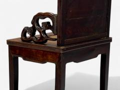 Qing Dynasty Style Hardwood Cane Marble Chinese Armchairs China 19th c  - 4308135
