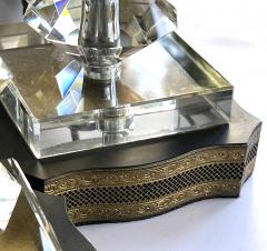 Quality pair of French 1950s stacked crystal boudoir lamps - 2817529