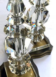 Quality pair of French 1950s stacked crystal boudoir lamps - 2817531