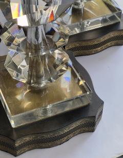 Quality pair of French 1950s stacked crystal boudoir lamps - 2817532