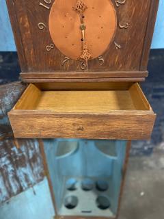 Quarter Sawn Oak Arts Crafts Floor Clock with Cabinet - 4575001