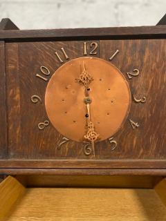 Quarter Sawn Oak Arts Crafts Floor Clock with Cabinet - 4575002