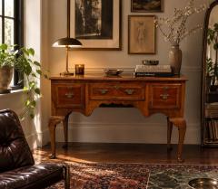 Queen Anne Lowboy Writing Desk Burl Crotch Mahogany Veneer Walnut England - 4703580