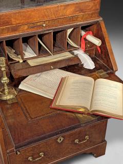 Queen Anne Period Burr Walnut Bureau Bookcase - 4602330