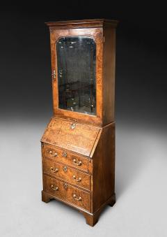 Queen Anne Period Burr Walnut Bureau Bookcase - 4603745