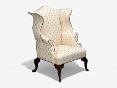 Queen Anne Scalamandre Fabric Mahogany Wingback Chair England 19th c  - 4409359