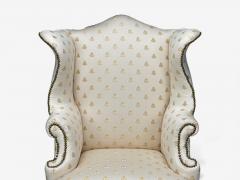 Queen Anne Scalamandre Fabric Mahogany Wingback Chair England 19th c  - 4409364