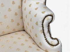 Queen Anne Scalamandre Fabric Mahogany Wingback Chair England 19th c  - 4409366