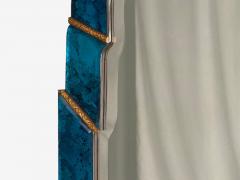 Queen Anne Style Blue Antiqued Beveled Glass Venetian Wall Mirrors 21st C  - 4454950