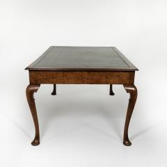 Queen Anne Style Burl Walnut Writing Table with Embossed Leather Top circa 1860 - 3855887