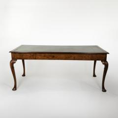 Queen Anne Style Burl Walnut Writing Table with Embossed Leather Top circa 1860 - 3855888