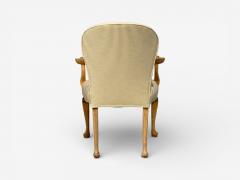 Queen Anne Style Six Dining Chairs Light Wood Fabric USA 1940s - 4521466