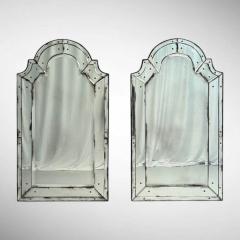 Queen Anne Style Venetian Wall Mirrors Antiqued Beveled Glass Dome Top - 3945258