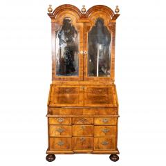 Queen Anne Walnut Double Dome Bureau Bookcase - 4323044