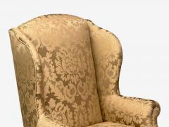 Queen Anne Wingback Chair Fabric Mahogany England 19th c  - 4476836