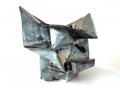 R A Pesce Cubist Ceramic Vessel Two Toned Metallic Glaze - 4477877