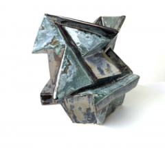 R A Pesce Cubist Ceramic Vessel Two Toned Metallic Glaze - 4477879