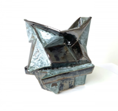 R A Pesce Cubist Ceramic Vessel Two Toned Metallic Glaze - 4477880