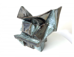 R A Pesce Cubist Ceramic Vessel Two Toned Metallic Glaze - 4477881