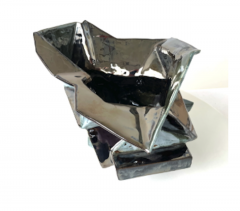 R A Pesce Cubist Ceramic Vessel Two Toned Metallic Glaze - 4477906