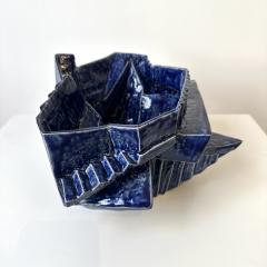 R A Pesce Cubist Vessel in Cobalt Blue Glaze United States  - 4526148
