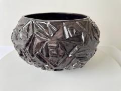 R A Pesce Deco Rose Geometric Ceramic Vessel by R A Pesce Black Glaze - 3891733