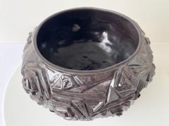 R A Pesce Deco Rose Geometric Ceramic Vessel by R A Pesce Black Glaze - 3891734