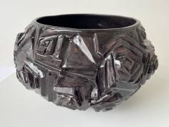 R A Pesce Deco Rose Geometric Ceramic Vessel by R A Pesce Black Glaze - 3891735