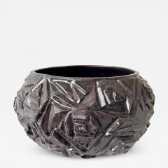 R A Pesce Deco Rose Geometric Ceramic Vessel by R A Pesce Black Glaze - 3893277