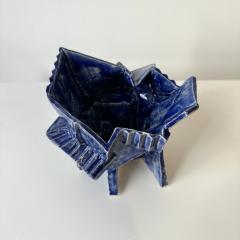 R A Pesce Wheel thrown Cubist Vessel in Cobalt Blue Glaze United States  - 4526238