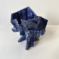R A Pesce Wheel thrown Cubist Vessel in Cobalt Blue Glaze United States  - 4526240