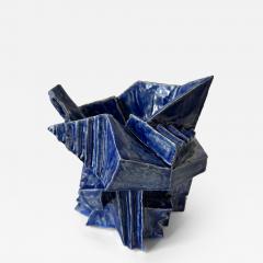 R A Pesce Wheel thrown Cubist Vessel in Cobalt Blue Glaze United States  - 4528808